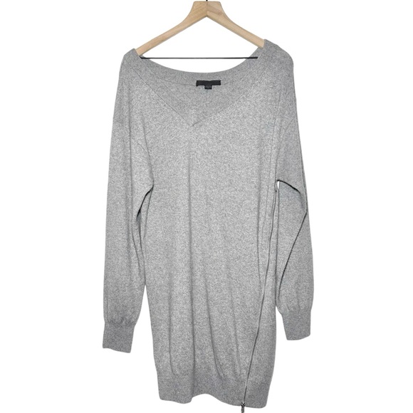 Alexander Wang Asymmetrical Zip Detail Sweater Dress in Heather Grey - Picture 4 of 8